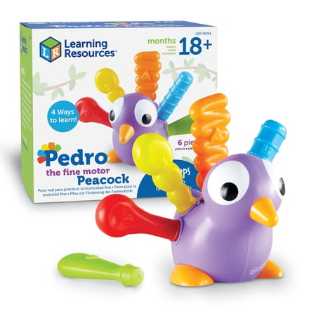 Learning Resources Pedro the Fine Motor Peacock Montessori Toys Fine Motor Color Recognition Ages 18 Months+