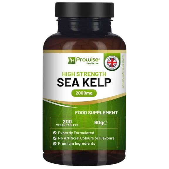 Sea Kelp 2000mg 200 Vegan Tablets | Natural Source of Iodine | Premium Ingredients | Proudly Made in The UK by Prowise