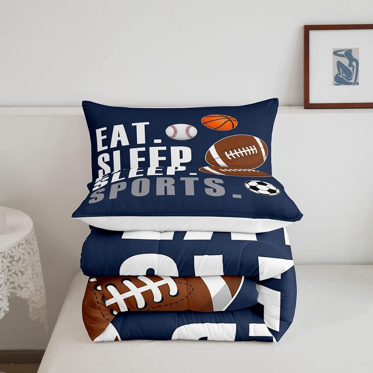 Football Comforter Set Basketball Basketball Ball Games Comforter Sports Bedding Set Comforter Room Decor Duvet Set Queen Size