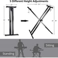 thumbnail image 3 of Height Adjustable Double-Brace X Keyboard Stand with Locking Straps, Heavy Duty Foldable Classic Music Musical Electronic Piano Stands, Non-Slip Rubber, 3 of 9
