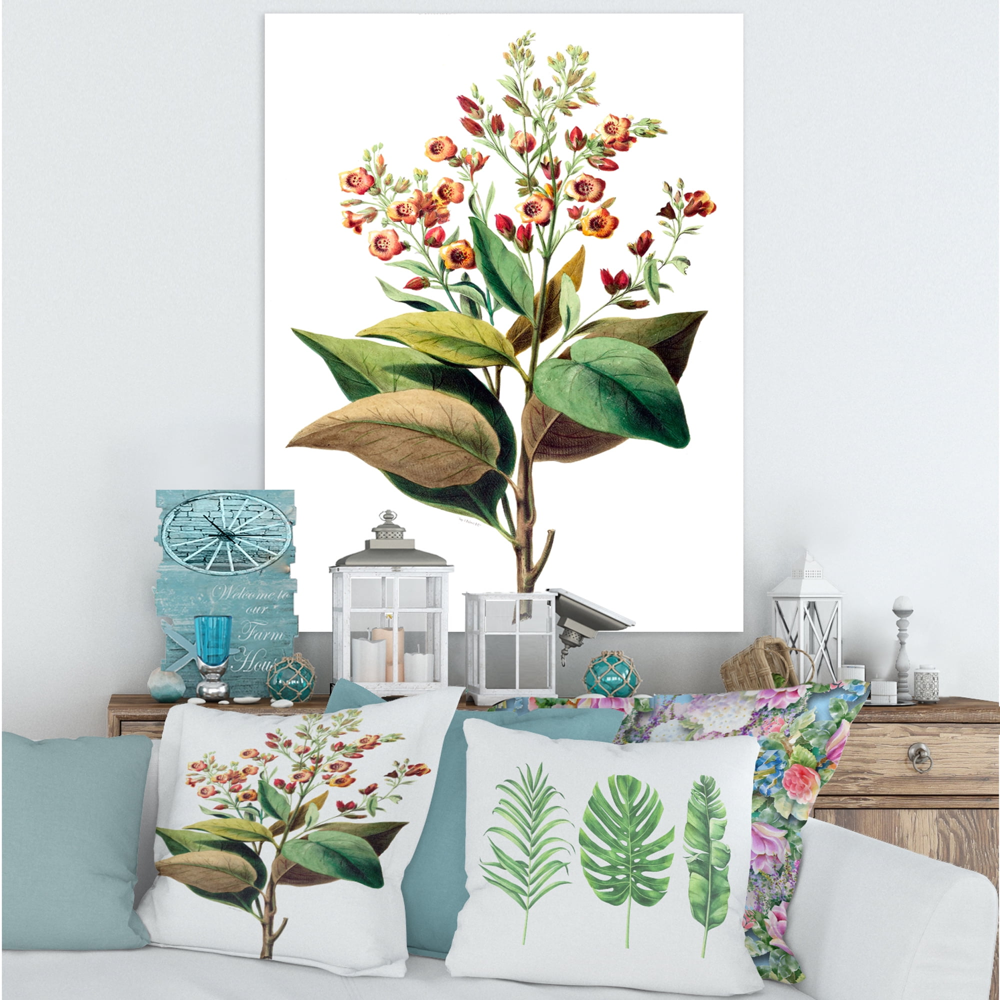 American Vintage Flowers II 16 in x 32 in Painting Canvas Art Print, by Designart