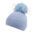 thumbnail image 4 of Krdevn Kids Solid Knit Beanie Large Pom Pom Soft Stretchy Warm Wool Winter Hat for Toddler Baby Boys Girls Autumn Cold Daily Outdoor, 4 of 4