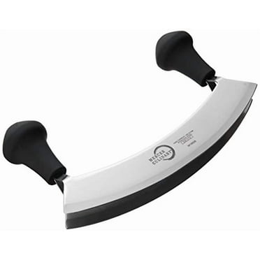 Mercer Culinary Double Blade Rocking Mezzaluna Knife with 2 Knob Handles, 8", Stainless Steel