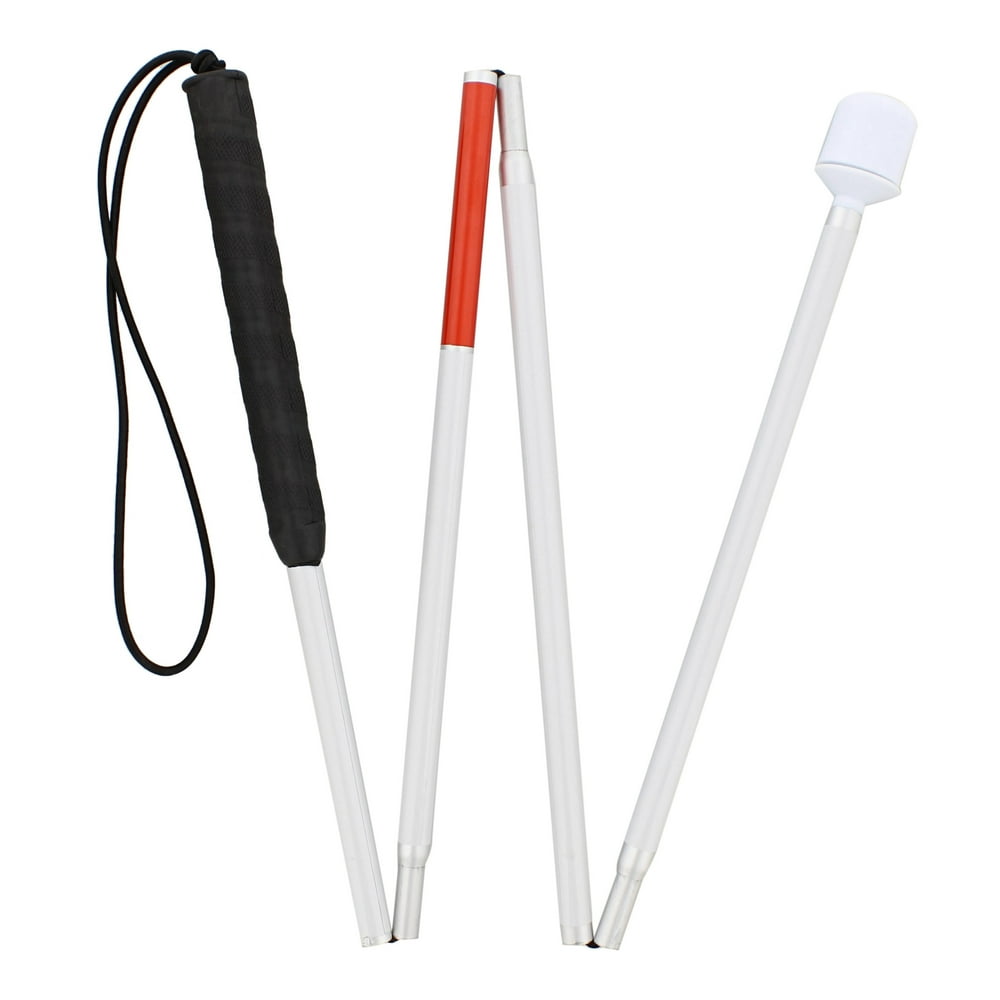 MonMed White Folding Mobility Cane for Visually Impaired Blind People