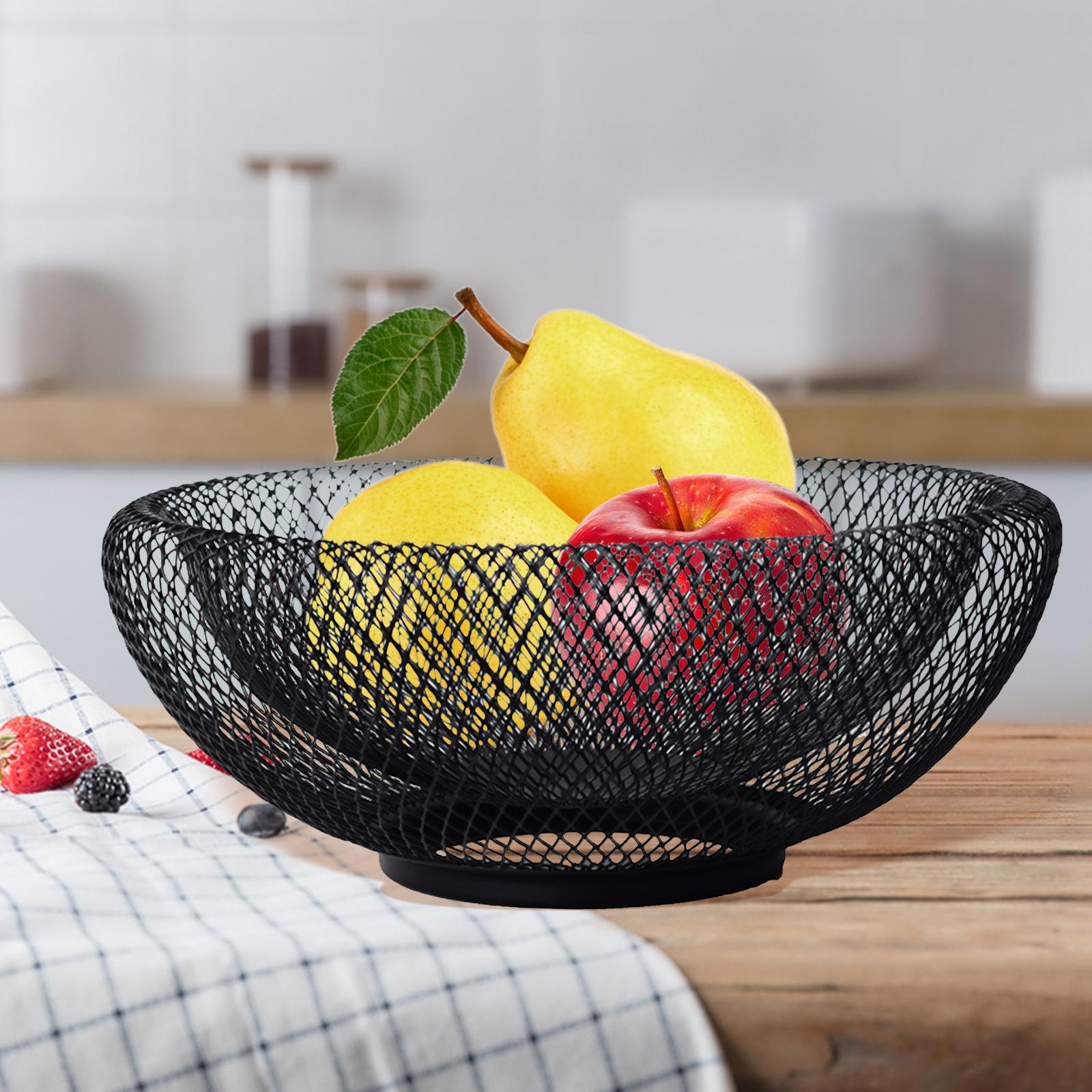 Nordic Metal Wire Fruit Basket Table Organizer Bowl Home Kitchen small black