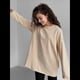 thumbnail image 4 of Camisetas de Larga con Cuello Redondo Extragrande para Mujer, Blusas Básicas de Otoño, Ropa Informal de Entrenamiento Y2K. Albaricoque L, 4 of 7