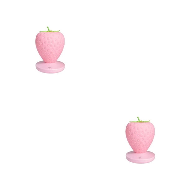 Inteprter Luz de noche de fresa LED ABS, portátil, 1200mAh, recargable, lámpara de noche para dormitorio de niñas, herramienta de Rosado 2piezas