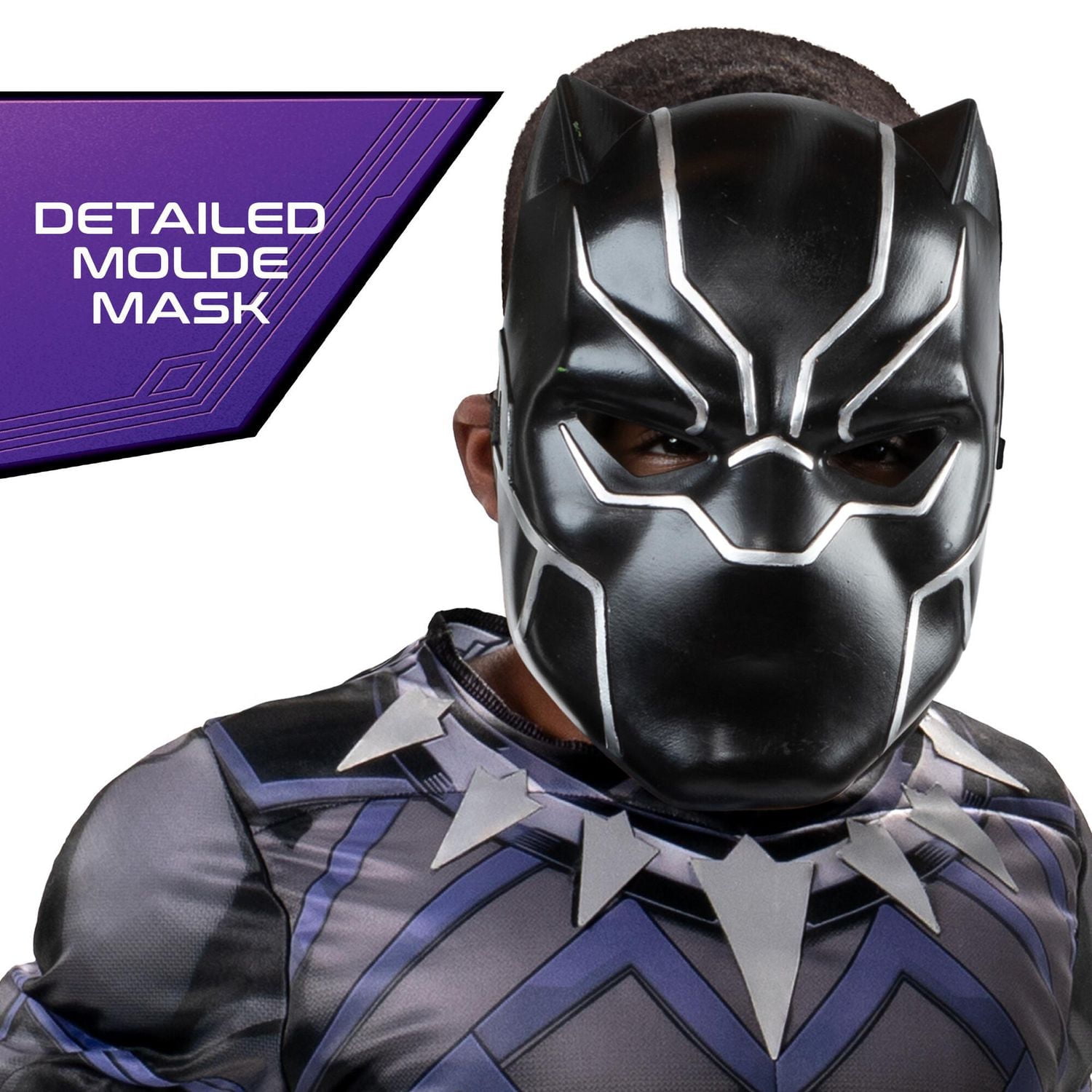 MARVEL’S BLACK PANTHER YOUTH COSTUME - Poly Jersey Jumpsuit Stuffed with Polyfill plus Mask