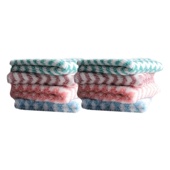 LIFKOME Absorbent Coral Fleece Dishcloth Wavy pe for Kitchen 8Pcs