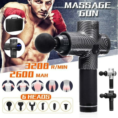 Muscle Massager, Handheld Deep Tissue Massage Gun with 6 Massage Heads, Portable Bag, Super Quiet, Relieve Body Aches, Rechargeable Cordless Professional Personal Massage (Best Portable Massage Device)