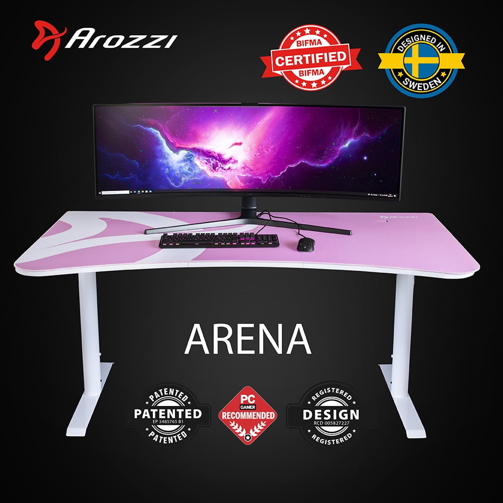 Arozzi Arena Gaming Desk - White Pink