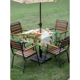 thumbnail image 4 of Outdoor Tablecloth with Umbrella Hole for Patio/Picnic/Party/Camping, Cute Fox Forest Waterproof Table Cloth Square Cover Washable, Green Trees Cone Leaves Mushroom (54"x 54"), 4 of 8