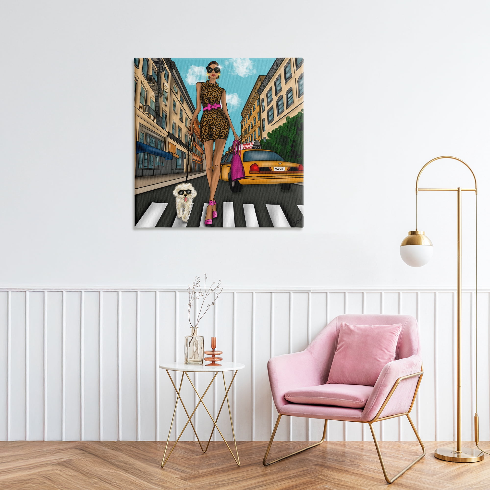 Stupell Industries Fashion Girl in Big City Canvas Wall Art, design by Tara Boone