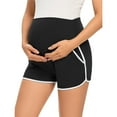 thumbnail image 1 of Ecavus Maternity Shorts Casual Stretchy Pregnancy Pants Black White XL, 1 of 4