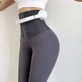 thumbnail image 5 of Gibobby Pantalones de mezclilla Deportes estiramiento cadera pantalones alta Yoga Fitness cintura esculpir mujeres melocotón Yoga pantalones(Gris， L), 5 of 5