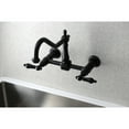 thumbnail image 2 of Kingston Brass KS1240PKL Duchess Double-Handle Wall-Mount Bridge Kitchen Faucet, Matte Black, 2 of 8