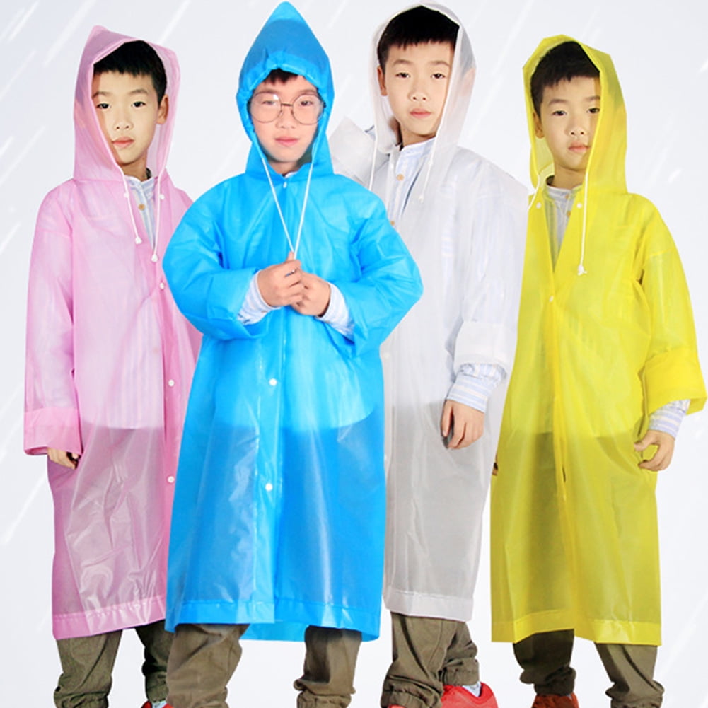 Emergency Waterproof Kids Long Hooded Raincoat Rain Poncho Children Wet Rides 