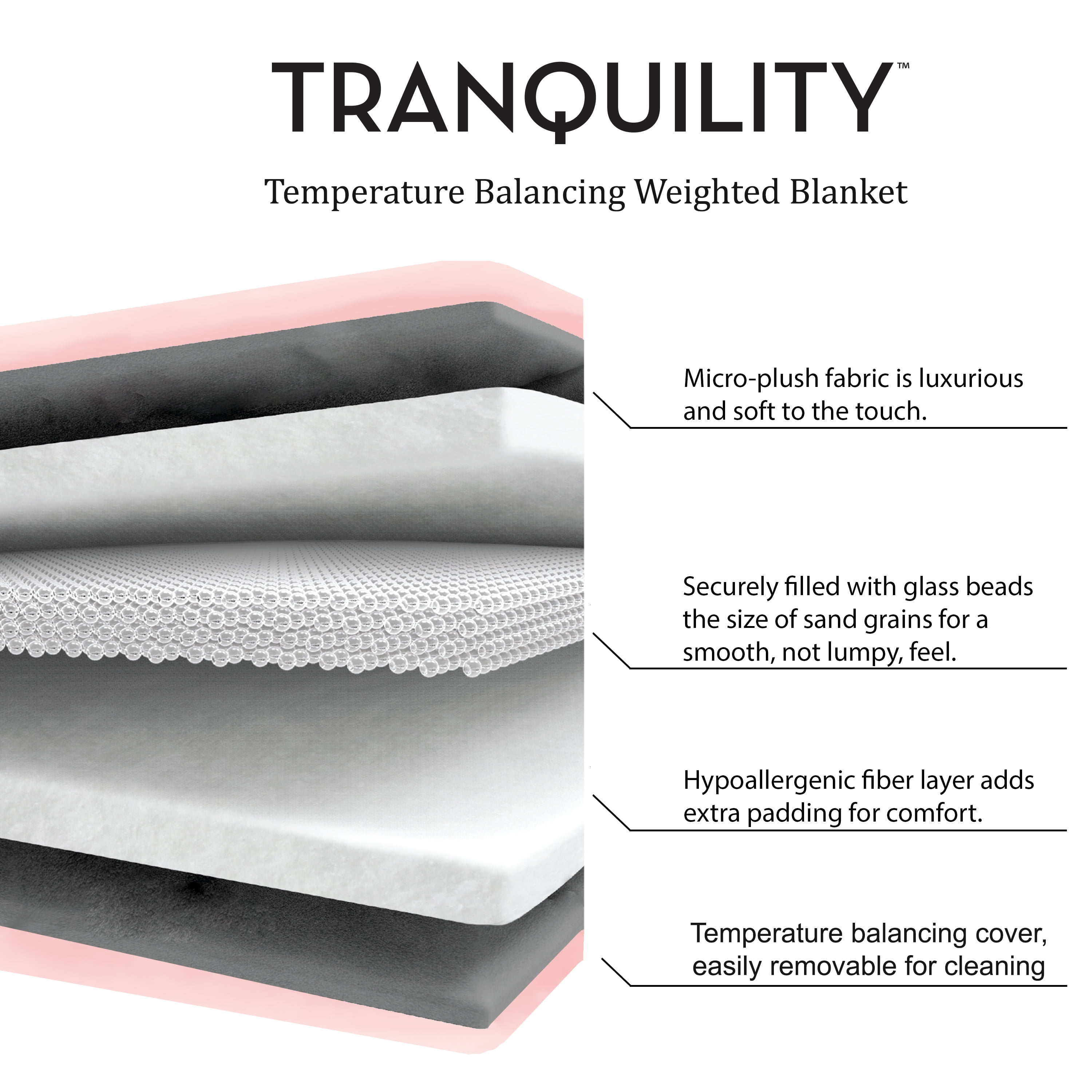 Tranquility Kid's Weighted Throw Blanket for Children, 6lbs with Washable Cover, Pink
