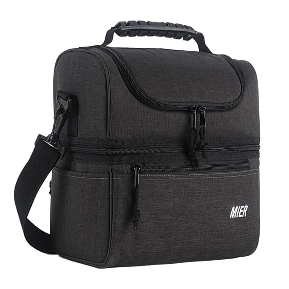 Bolsa Térmica para Almuerzo MIER Doble Piso Gris Oscuro Aislada