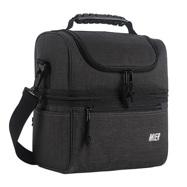 Bolsa Térmica para Almuerzo MIER Doble Piso Gris Oscuro Aislada