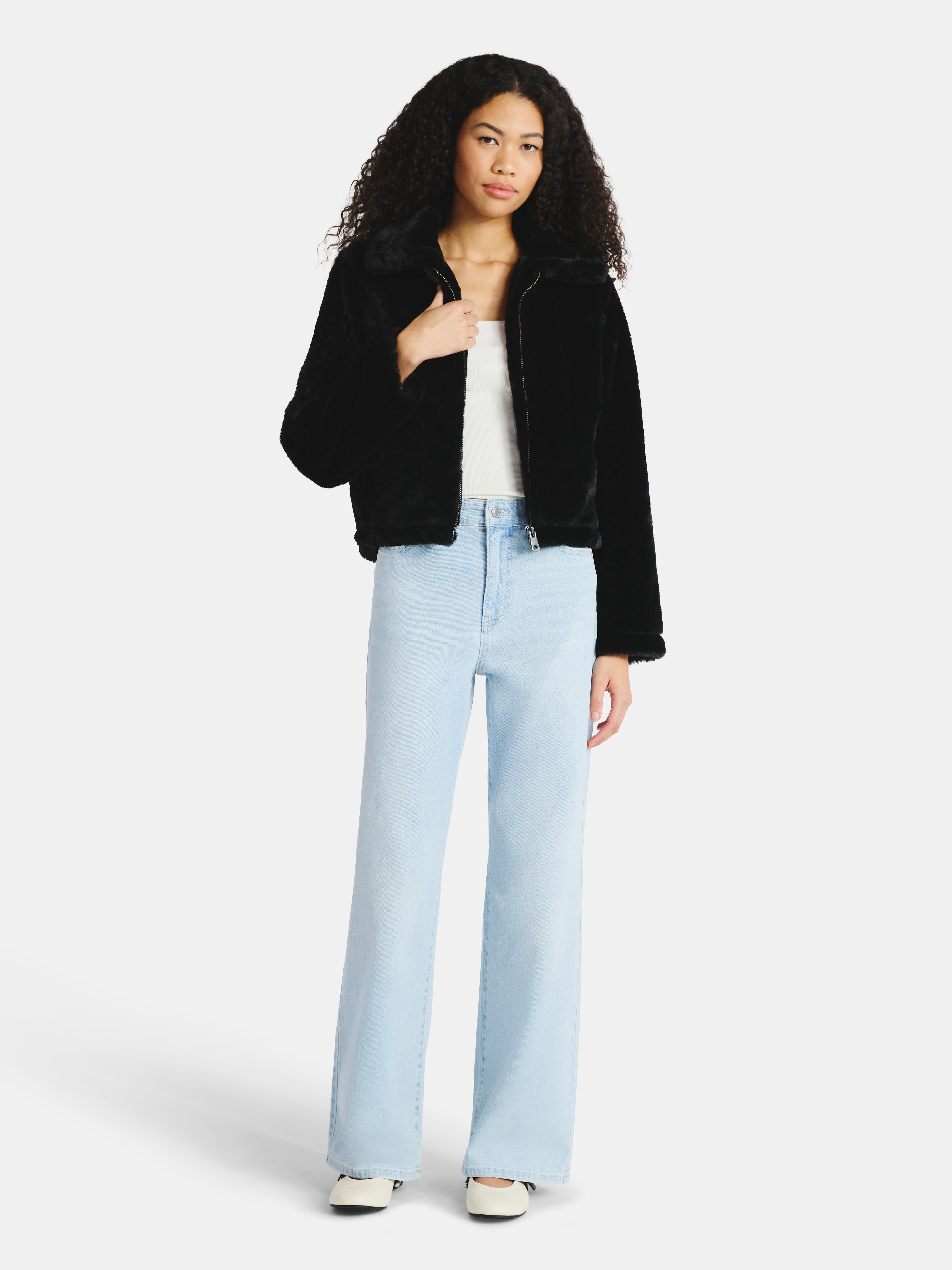 No Boundaries Faux Fur Jacket, Women's