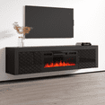 thumbnail image 6 of Dia BL-EF Floating Fireplace TV Stand for TVs up to 80", Modern High Gloss 71" Entertainment Center, Wall Mounted Electric Fireplace TV Media Console with Storage Cabinets, 6 of 8