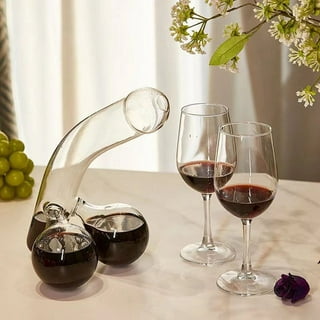 JoyJolt Lancia Wine Decanter Set with 4 Stemless Wine Glasses