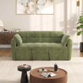 thumbnail image 3 of FFH 65" Futon Couch, 3-in-1 Pull Out Sofa Bed, Velvet Loveseat Sleeper with Adjustable Backrest for Living Room, Green, 3 of 6