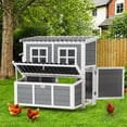 thumbnail image 2 of AECOJOY 40'' Large Wooden Chicken Coop with 3 Nesting Boxes, Outdoor Hen House Cage with Ramp and Removable Gray, 2 of 9