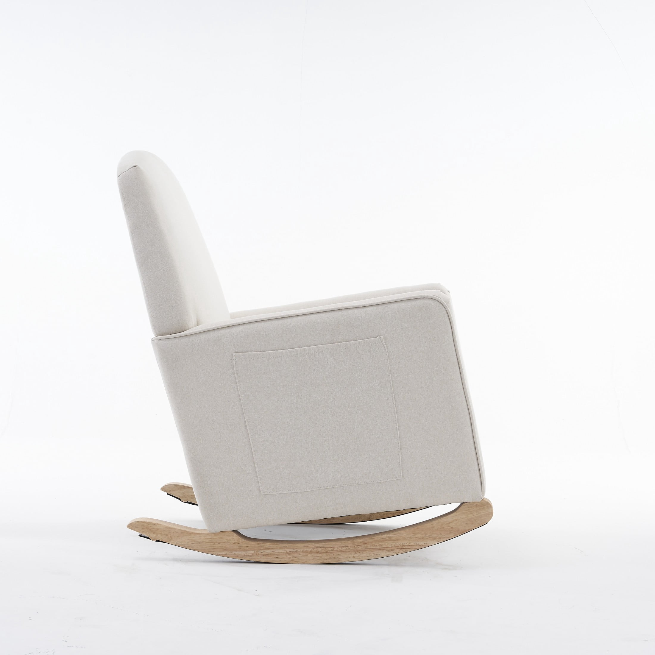 Noble House Nesta Upholstered Linen Glider Rocking Chair, Reclining Nursery Armchair with Adjustable Footrest, Beige