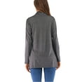 thumbnail image 2 of SAYFUT Womens Ruffle Front Cardigan Long Sleeve Solid Open Front Sweater Coat Asymmetric Hem Cardigan Wrap Light/Deep Gray S-3XL, 2 of 7