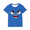 thumbnail image 2 of Blusas y camisas de manga corta con cuello redondo para niños y niñas, color liso, con estampado de expresión linda, manga corta, holgadas y cómodas, blusa para niña, 2 of 6