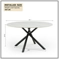 thumbnail image 4 of Williamspace 53.15" Round Dining Table Modern Kitchen Table with White Sintered Stone Tabletop and Solid Carbon Steel Base, Marble Dining Room Table for Kitchen, Dining Room, Office, Reception Room, 4 of 6