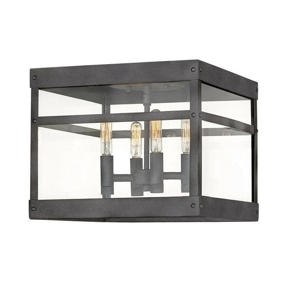 4 Light Medium Outdoor Flush Mount in Transitional Style 12 inches Wide By 12 inches High-Aged Zinc Finish Bailey Street Home 81-Bel-3088086
