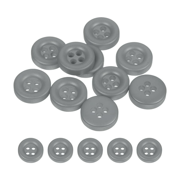 Uxcell 10pcs Sewing Button 11mm 4 Holes Resin Round Crafting Buttons, Gray
