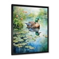 thumbnail image 2 of Designart "Reflections Duck Pond Serenity IV" Animals Framed Wall Art - Traditional Green Duck Entryway Framed Wall Art Print, 2 of 6