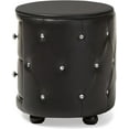 thumbnail image 6 of Glamour Style Oval 2-Drawer Faux Leather Upholstered Nightstand, Medium, Black, 6 of 6