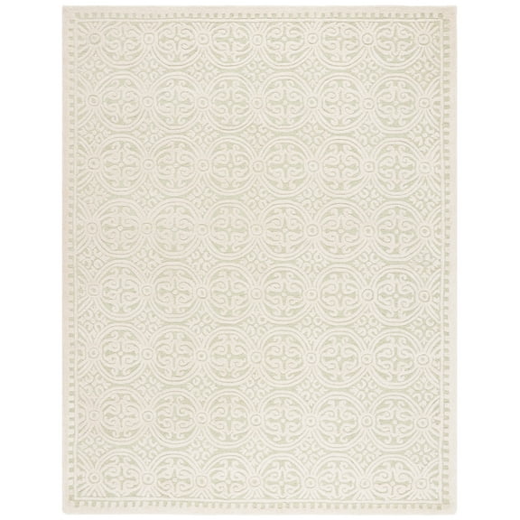 SAFAVIEH Cambridge Leslie Geometric Wool Area Rug, Light Green/Ivory, 9' x 12'