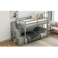 thumbnail image 3 of Euroco Wood Twin over Twin Floor Bunk Bed with Staircase for Kids Teens Room, Gray, 3 of 9