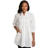 Sweet Vibes Junior Womens Woven Shirt White Long Length Cotton Sheer 3/4 Sleeves