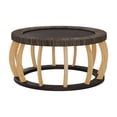 thumbnail image 5 of 35.43"Vintage Rattan Solid Wood Round Coffee Table, Curved Legs Boho Accent Table for Dining Room, Kitchen And Living Room,Black Brown, 5 of 9