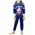 thumbnail image 2 of Skylinewears Unisex Kids Boys Girls Hooded Printed One Piece Pajamas Santa Blue 8, 2 of 4