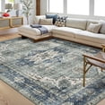 thumbnail image 4 of Garvee 8'x10' Area Rugs Vintage Persian Floral Print Rug, Non-Slip Boho Traditional Indoor Oriental Carpet Washable Soft Floor Rug for Living Room Bedroom Home Office, Blue, 4 of 10