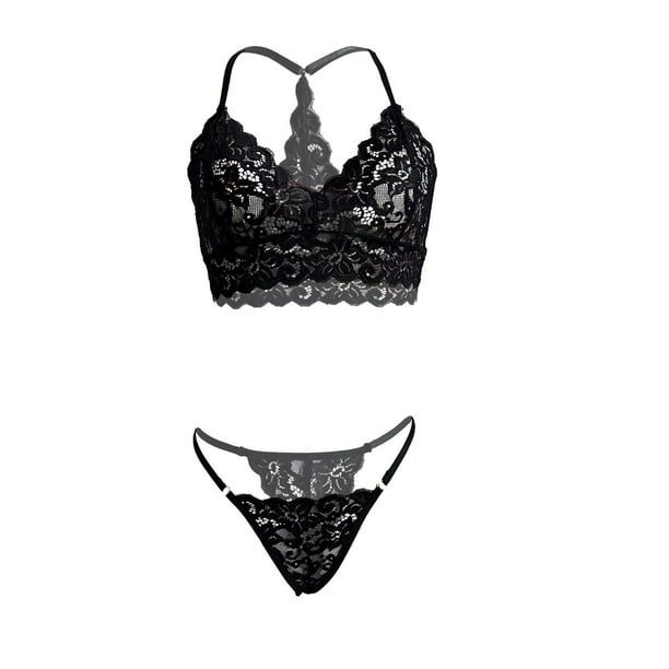 YABAISHI Sexy Lingerie Bra Pantues Set Lace Hollow Bodysuit for Women  (Color : Black, Size : One size) : : Fashion