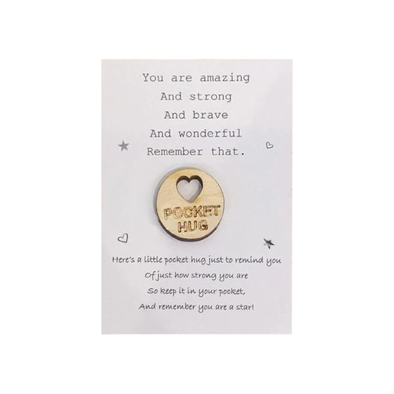 Pocket Hug Greeting Card with Heart Token, Inspirational Encouragement Gift, Handmade Thinking of You Token, Motivational Anniversary and Birthday Card