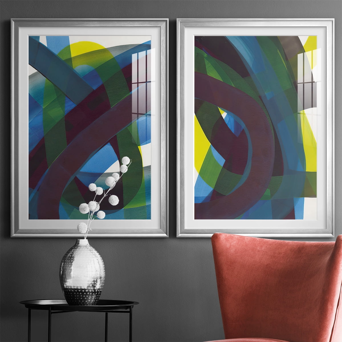 Wexford Home Cool Network I Premium Framed Print, 26.5" x 36.5" - Ready to Hang, Silver (Set of 2)