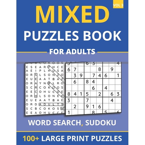Mixed Puzzles Book For Adults - Word Search, Sudoku Large type / large print ed