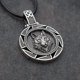 thumbnail image 3 of Wolf Necklace, Round Wolf Medallion Pendant, Faux Leather Cord, Wolf Jewelry Gift for Men, 3 of 4