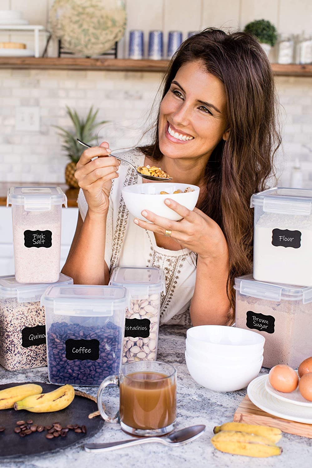 Airtight Food Storage Containers - 6 Piece BPA Free Flour Container and Sugar Container Set. These Containers are Perfect for Flour and Sugar Storage. Includes Free Labels and Marker