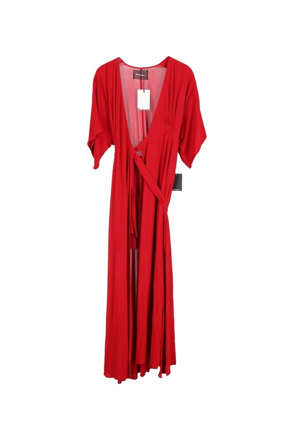 Pre-Owned Reformation Winslow Draped Wrap Dress in Red Viscose